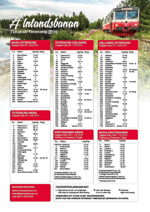 Tidtabeller Inlandsbanan