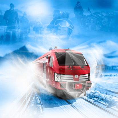 Fjälltåget profilbild med tåg i vinterlandskap