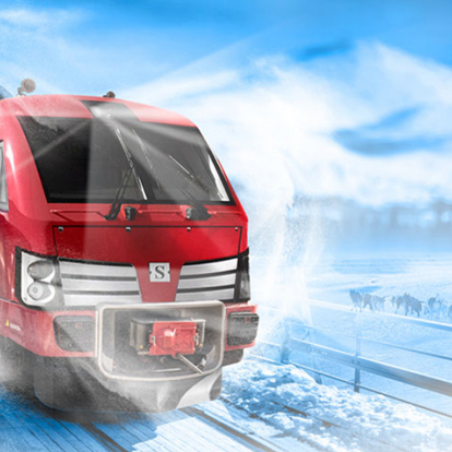 Fjälltåget profilbild med tåg i vinterlandskap